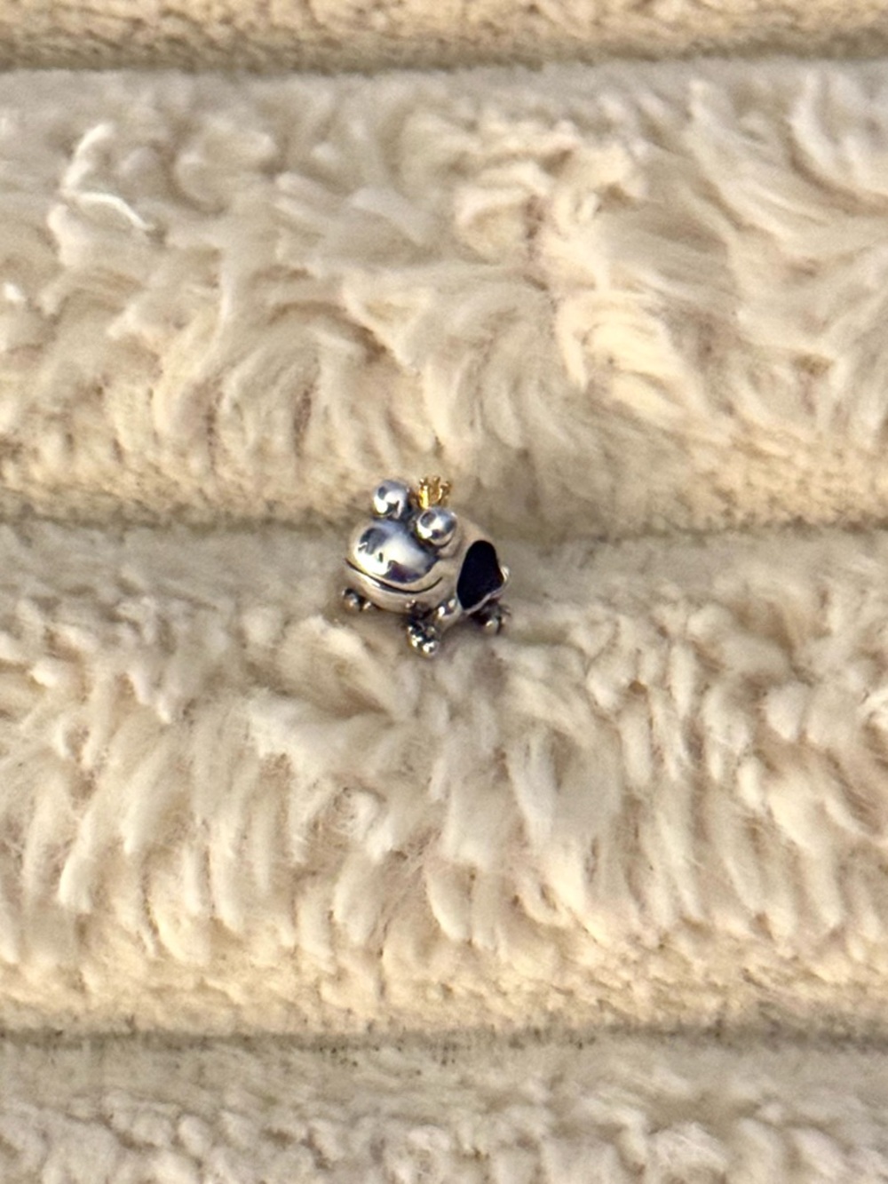 Silver Frog Charm with Gold Crown Pandora